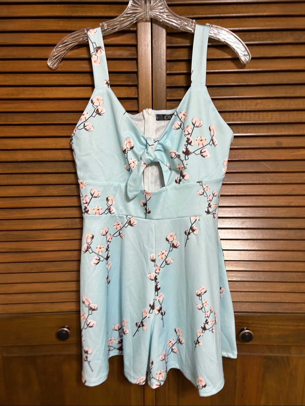CBR Pastel Blue Cherry Blossom Cutout Romper Size L